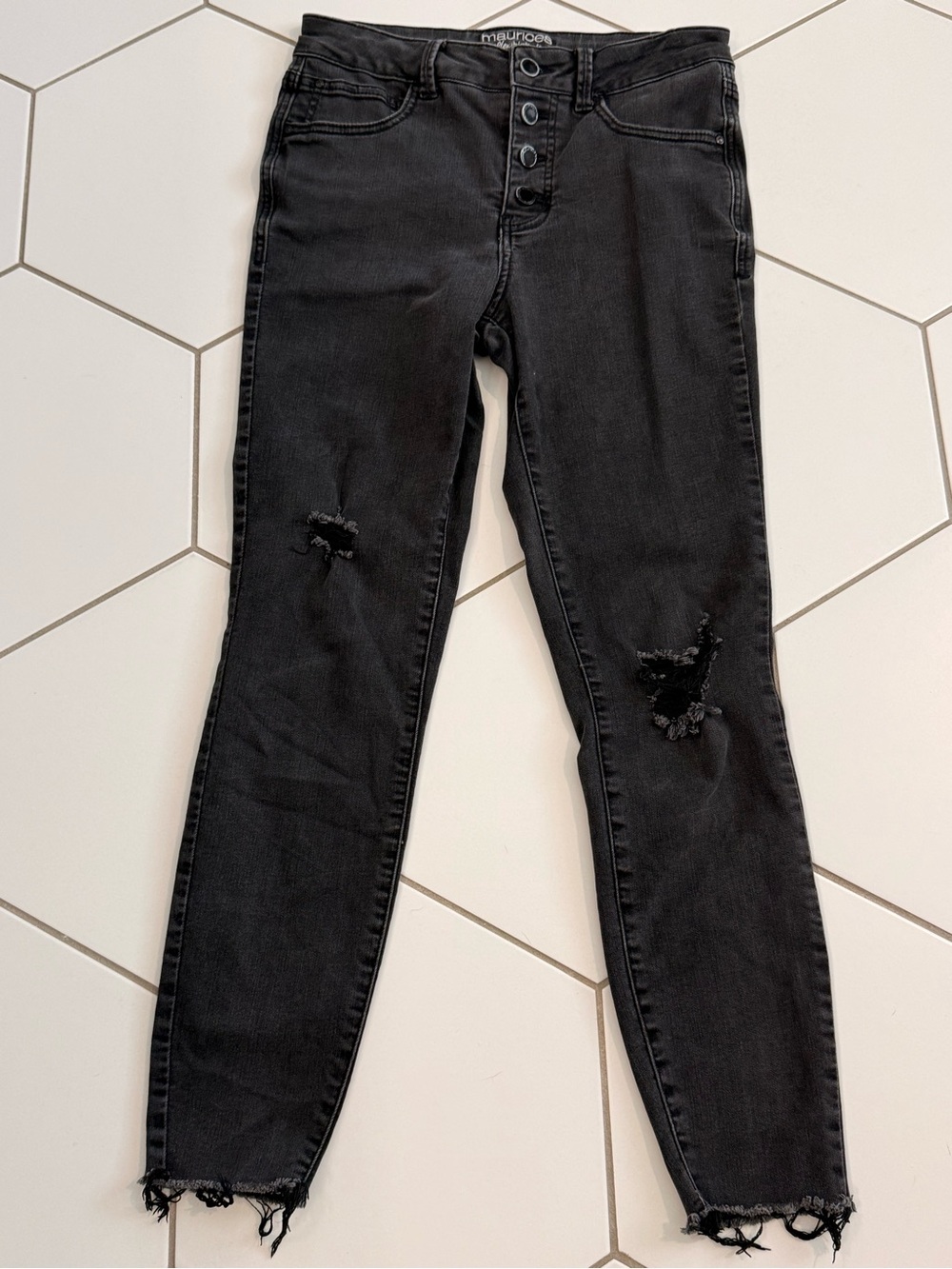 Maurices Black Distressed High-Rise Skinny Jeans